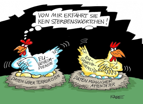 Cartoon: Datenaustausch (medium) by RABE tagged brüssel,attentat,terroristen,eu,geheimdienste,daten,datenaustausch,islamisten,sprengstoffgürtel,rabe,ralf,böhme,cartoon,karikatur,pressezeichnung,farbcartoon,tagescartoon,huhn,henne,nest,eier,informant,informationen,brüssel,attentat,terroristen,eu,geheimdienste,daten,datenaustausch,islamisten,sprengstoffgürtel,rabe,ralf,böhme,cartoon,karikatur,pressezeichnung,farbcartoon,tagescartoon,huhn,henne,nest,eier,informant,informationen