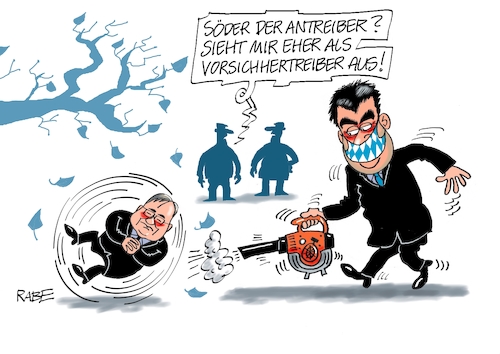 Cartoon: Der Treiber (medium) by RABE tagged bundestagswahl,wahlkampf,osten,ddr,ostbeauftragter,bundesregierung,recht,rabe,ralf,böhme,cartoon,karikatur,pressezeichnung,farbcartoon,tagescartoon,cdu,wahlplakat,laschet,lacher,lachnummer,söder,antreiber,vorsichhertreiber,laubbläser,laub,blätter,herbst,umfragewerte,bundestagswahl,wahlkampf,osten,ddr,ostbeauftragter,bundesregierung,recht,rabe,ralf,böhme,cartoon,karikatur,pressezeichnung,farbcartoon,tagescartoon,cdu,wahlplakat,laschet,lacher,lachnummer,söder,antreiber,vorsichhertreiber,laubbläser,laub,blätter,herbst,umfragewerte