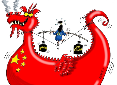 Cartoon: Drahtseilakt (medium) by RABE tagged china,peking,parteteg,xi,wiederwahl,drachengroßmacht,rabe,ralf,böhme,cartoon,karikatur,pressezeichnung,farbcartoon,tagescartoon,taiwan,drahtseil,drahtseilakt,balance,balanceakt,eu,brüssel,gewichte,umgang,china,peking,parteteg,xi,wiederwahl,drachengroßmacht,rabe,ralf,böhme,cartoon,karikatur,pressezeichnung,farbcartoon,tagescartoon,taiwan,drahtseil,drahtseilakt,balance,balanceakt,eu,brüssel,gewichte,umgang