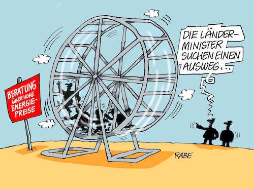 Cartoon: Drehwurmiges (medium) by RABE tagged gas,gassparen,gasnotstand,gasgeben,sanktionen,gasspeicher,gasheizung,rabe,ralf,böhme,cartoon,karikatur,pressezeichnung,farbcartoon,tagescartoon,robert,habeck,putin,ukrainekrieg,energiekrise,energiepreise,kostenexplosion,länderminister,länderchefs,beratung,lösung,ausweg,preissteigerung,laufrad,hamsterrad,gas,gassparen,gasnotstand,gasgeben,sanktionen,gasspeicher,gasheizung,rabe,ralf,böhme,cartoon,karikatur,pressezeichnung,farbcartoon,tagescartoon,robert,habeck,putin,ukrainekrieg,energiekrise,energiepreise,kostenexplosion,länderminister,länderchefs,beratung,lösung,ausweg,preissteigerung,laufrad,hamsterrad