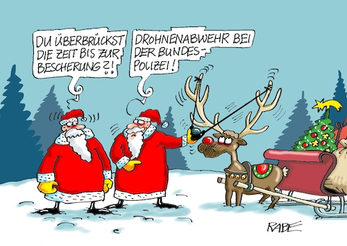 Cartoon: Drohnenabwehr (medium) by RABE tagged merz,union,kanzler,fritze,koalition,spd,klingbeil,bundesregierung,rabe,ralf,böhme,cartoon,karikatur,pressezeichnung,farbcartoon,tagescartoon,trump,putin,krisen,tv,nachrichten,waschmaschine,drohne,drohnenabwehr,bundespolizei,dobrindt,weihnachten,weihnachtsmann,rentier,schlitten,rudolph,geschenke,katapult,geweih,zwille,steinschleuder,bescherung,merz,union,kanzler,fritze,koalition,spd,klingbeil,bundesregierung,rabe,ralf,böhme,cartoon,karikatur,pressezeichnung,farbcartoon,tagescartoon,trump,putin,krisen,tv,nachrichten,waschmaschine,drohne,drohnenabwehr,bundespolizei,dobrindt,weihnachten,weihnachtsmann,rentier,schlitten,rudolph,geschenke,katapult,geweih,zwille,steinschleuder,bescherung
