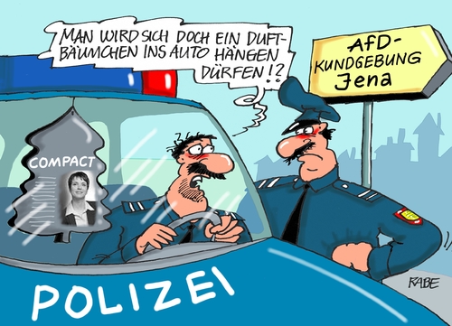 Cartoon: Duftbäumchen (medium) by RABE tagged afd,jena,frauke,petry,wahlveranstaltung,kundgebung,polizei,polizeieinsatz,polizeifahrzeug,foto,compact,nazizeitung,rabe,ralf,böhme,cartoon,karikatur,pressezeichnung,farbcartoon,tagescartoon,duftbäumchen,duftbaum,afd,jena,frauke,petry,wahlveranstaltung,kundgebung,polizei,polizeieinsatz,polizeifahrzeug,foto,compact,nazizeitung,rabe,ralf,böhme,cartoon,karikatur,pressezeichnung,farbcartoon,tagescartoon,duftbäumchen,duftbaum