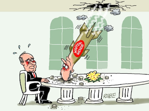 Cartoon: Durchbruch (medium) by RABE tagged merz,groko,spd,union,posten,postenvergabe,rabe,ralf,böhme,cartoon,karikatur,pressezeichnung,farbcartoon,tagescartoon,schaufenster,deko,umbau,laden,ladenhüter,regierungsbildung,waffenwende,durchbruch,reichweite,reichweitenbeschränkung,ukraine,ukrainekrieg,kreml,tisch,putin,moskau,taurus,einschlag,merz,groko,spd,union,posten,postenvergabe,rabe,ralf,böhme,cartoon,karikatur,pressezeichnung,farbcartoon,tagescartoon,schaufenster,deko,umbau,laden,ladenhüter,regierungsbildung,waffenwende,durchbruch,reichweite,reichweitenbeschränkung,ukraine,ukrainekrieg,kreml,tisch,putin,moskau,taurus,einschlag