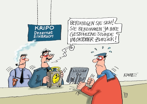 Cartoon: Eine Stunde geklaut (medium) by RABE tagged winterzeit,sommerzeit,zeitumstellung,uhren,uhrenumstellung,rabe,ralf,böhme,cartoon,karikatur,pressezeichnung,farbcartoon,tagescartoon,uhrenladen,kripo,diebstahl,stundenklau,zeiger,wecker,polizei,oktober,märz,winterzeit,sommerzeit,zeitumstellung,uhren,uhrenumstellung,rabe,ralf,böhme,cartoon,karikatur,pressezeichnung,farbcartoon,tagescartoon,uhrenladen,kripo,diebstahl,stundenklau,zeiger,wecker,polizei,oktober,märz