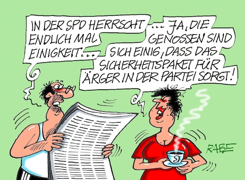 Cartoon: Einigkeit in der SPD (medium) by RABE tagged ampel,ampelregierung,rot,grün,gelb,fdp,spd,grüne,rabe,ralf,böhme,cartoon,karikatur,pressezeichnung,farbcartoon,tagescartoon,inflation,einkommen,rente,rentenpaket,bruch,streit,neuwahlen,einigkeit,genossen,sicherheit,sicherheitspaket,messerangriff,solingen,migration,grenzsicherung,grenzkontrolle,ampel,ampelregierung,rot,grün,gelb,fdp,spd,grüne,rabe,ralf,böhme,cartoon,karikatur,pressezeichnung,farbcartoon,tagescartoon,inflation,einkommen,rente,rentenpaket,bruch,streit,neuwahlen,einigkeit,genossen,sicherheit,sicherheitspaket,messerangriff,solingen,migration,grenzsicherung,grenzkontrolle