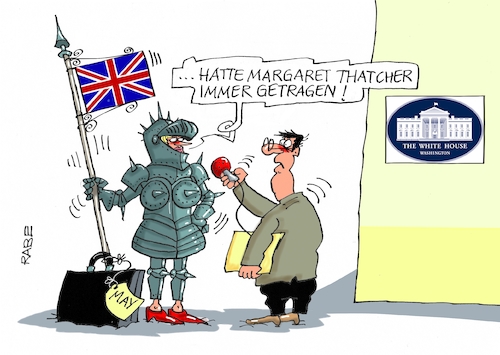 Cartoon: Eiserne Lady Zwei (medium) by RABE tagged theresa,may,premierministerin,england,london,staatsbesuch,antrittsbesuch,eiserne,lady,margaret,thatcher,downing,street,rabe,ralf,böhme,cartoon,karikatur,pressezeichnung,farbcartoon,tagescartoon,ritter,ritterrüstung,donald,trump,usa,präsident,washington,theresa,may,premierministerin,england,london,staatsbesuch,antrittsbesuch,eiserne,lady,margaret,thatcher,downing,street,rabe,ralf,böhme,cartoon,karikatur,pressezeichnung,farbcartoon,tagescartoon,ritter,ritterrüstung,donald,trump,usa,präsident,washington