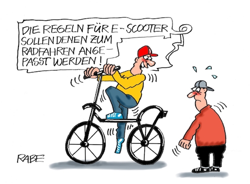 Cartoon: Elektroroller (medium) by RABE tagged scooter,roller,elektroroller,fahrrad,gesetz,rabe,ralf,böhme,cartoon,karikatur,pressezeichnung,farbcartoon,tagescartoon,regelung,gesetze,fahrradfahrer,scooter,roller,elektroroller,fahrrad,gesetz,rabe,ralf,böhme,cartoon,karikatur,pressezeichnung,farbcartoon,tagescartoon,regelung,gesetze,fahrradfahrer