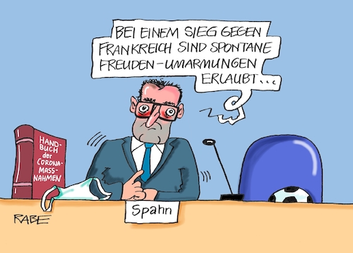 Cartoon: Erlaubnis (medium) by RABE tagged corona,bundländerkonferenz,merkel,kanzleramt,lockerungen,stufenplan,öffnungen,lockdown,shutdown,baumärkte,impfdosen,rki,fallzahlen,inzidenzwert,spahn,impfzentren,impfreihenfolge,notbremse,fußball,sport,bem,europameisterschaft,bundespressekonferenz,umarmung,publicviewing,coronaregeln,jens,löw,nationalelf,frankreich,vorrunde,corona,bundländerkonferenz,merkel,kanzleramt,lockerungen,stufenplan,öffnungen,lockdown,shutdown,baumärkte,impfdosen,rki,fallzahlen,inzidenzwert,spahn,impfzentren,impfreihenfolge,notbremse,fußball,sport,bem,europameisterschaft,bundespressekonferenz,umarmung,publicviewing,coronaregeln,jens,löw,nationalelf,frankreich,vorrunde