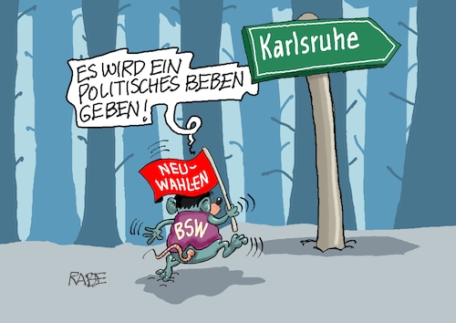 Cartoon: Es bebt der Wald (medium) by RABE tagged merz,kanzler,koalition,union,spd,klingbeil,cartoon,karikatur,pressezeichnung,farbcartoon,tagescartoon,bürokratie,verwaltung,beamte,modernisierung,monster,drachen,schwert,holzschwert,nägel,säge,sarah,wagenknecht,bsw,neuwahlen,karlsruhe,bvg,bundesverfassungsgericht,auszählung,neuauszählung,bundestagswahl,maus,wald,wegweiser,klage,erdbeben,merz,kanzler,koalition,union,spd,klingbeil,cartoon,karikatur,pressezeichnung,farbcartoon,tagescartoon,bürokratie,verwaltung,beamte,modernisierung,monster,drachen,schwert,holzschwert,nägel,säge,sarah,wagenknecht,bsw,neuwahlen,karlsruhe,bvg,bundesverfassungsgericht,auszählung,neuauszählung,bundestagswahl,maus,wald,wegweiser,klage,erdbeben