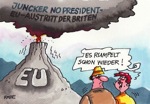 Cartoon: Es rumpelt (medium) by RABE tagged europawahl,eu,europaparlament,wahl,brüssel,rabe,ralf,böhme,cartoon,karikatur,pressezeichnung,england,farbcartoon,großbritannien,briten,cameron,premierminister,tories,warnung,merkel,kanzlerin,kommissionsvorsitz,kommissionspräsident,juncker,schulz,berlin,london,mitgliedschaft,austritt,nein,afd,fraktionsgemeinschaft,vulkan,ausbruch,lava,europawahl,eu,europaparlament,wahl,brüssel,rabe,ralf,böhme,cartoon,karikatur,pressezeichnung,england,farbcartoon,großbritannien,briten,cameron,premierminister,tories,warnung,merkel,kanzlerin,kommissionsvorsitz,kommissionspräsident,juncker,schulz,berlin,london,mitgliedschaft,austritt,nein,afd,fraktionsgemeinschaft,vulkan,ausbruch,lava