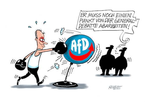 Cartoon: Faustschlag (medium) by RABE tagged merz,kanzler,koalition,union,spd,klingbeil,cartoon,karikatur,pressezeichnung,farbcartoon,tagescartoon,db,bahn,frühling,frühjahr,frühjahrsputz,ice,zug,blumenkasten,blumenkästen,esc,songcontest,generaldebatte,bundestag,rede,weidel,afd,rechte,siegmund,landtagswahl,sachsen,anhalt,debatte,wahlniederlage,unbeliebtheit,boxer,boxhandschuhe,alice,boxsack,merz,kanzler,koalition,union,spd,klingbeil,cartoon,karikatur,pressezeichnung,farbcartoon,tagescartoon,db,bahn,frühling,frühjahr,frühjahrsputz,ice,zug,blumenkasten,blumenkästen,esc,songcontest,generaldebatte,bundestag,rede,weidel,afd,rechte,siegmund,landtagswahl,sachsen,anhalt,debatte,wahlniederlage,unbeliebtheit,boxer,boxhandschuhe,alice,boxsack