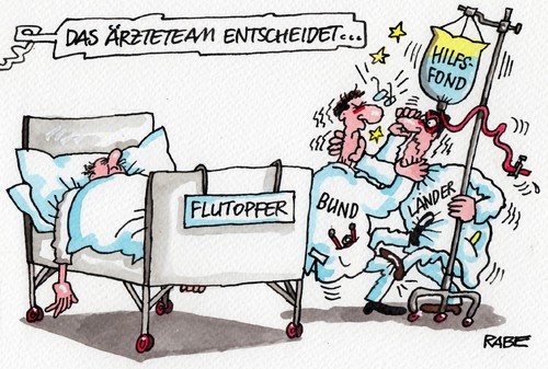 Cartoon: Fluthilfe (medium) by RABE tagged streit,jahrhunderthochwasser,infussion,krankenbett,patient,ärzteteam,arzt,farbcartoon,hilfsgelder,länder,bund,hochwasserkatastrophe,hochwasser,flutopfer,fluthilfe,flut,geldsäcke,sandsäcke,dämme,deiche,jahrhundertflut,rettungsteam,uneinigkeit,pressezeichnung,karikatur,cartoon,böhme,ralf,rabe,überschwemmung,rettungsfond,flut,fluthilfe,flutopfer,hochwasser,hochwasserkatastrophe,bund,länder,hilfsgelder,rettungsfond,überschwemmung,rabe,ralf,böhme,cartoon,karikatur,pressezeichnung,farbcartoon,arzt,ärzteteam,patient,krankenbett,infussion,jahrhunderthochwasser,streit,uneinigkeit,rettungsteam,jahrhundertflut,deiche,dämme,sandsäcke,geldsäcke