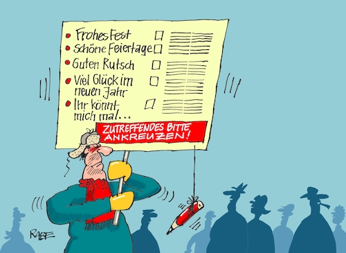 Cartoon: Frohes Fest (medium) by RABE tagged weihnachten,weihnachtsfest,feiertage,neues,jahr,silvester,holiday,neujahr,rabe,ralf,böhme,cartoon,karikatur,pressezeichnung,farbcartoon,tagescartoon,schild,transparent,wünsche,grüße,weihnachten,weihnachtsfest,feiertage,neues,jahr,silvester,holiday,neujahr,rabe,ralf,böhme,cartoon,karikatur,pressezeichnung,farbcartoon,tagescartoon,schild,transparent,wünsche,grüße