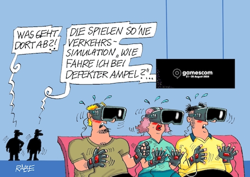 Cartoon: Gamescom (medium) by RABE tagged ampel,ampelregierung,rot,grün,gelb,fdp,spd,grüne,rabe,ralf,böhme,cartoon,karikatur,pressezeichnung,farbcartoon,tagescartoon,game,gamer,gamescom,spielemesse,düsseldorf,pc,rechner,internet,computer,spieler,ampel,ampelregierung,rot,grün,gelb,fdp,spd,grüne,rabe,ralf,böhme,cartoon,karikatur,pressezeichnung,farbcartoon,tagescartoon,game,gamer,gamescom,spielemesse,düsseldorf,pc,rechner,internet,computer,spieler