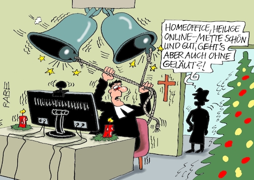 Cartoon: Gläutertes (medium) by RABE tagged corona,bildung,bildungsminister,kanzleramt,bildungskonferenz,lehrerkonferenz,laptop,ausstatung,digitalisierung,bildungsmonitor,internetzugan,wlan,aufwachen,weihnachten,christmette,weihnachtsmesse,kirche,pfarrer,homeoffice,geläut,kirchenglocken,shutdown,lockdown,fallzahlen,rki,corona,bildung,bildungsminister,kanzleramt,bildungskonferenz,lehrerkonferenz,laptop,ausstatung,digitalisierung,bildungsmonitor,internetzugan,wlan,aufwachen,weihnachten,christmette,weihnachtsmesse,kirche,pfarrer,homeoffice,geläut,kirchenglocken,shutdown,lockdown,fallzahlen,rki