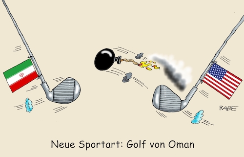 Cartoon: Golf von Oman (medium) by RABE tagged trump,präsident,usa,china,handelskrieg,strafzölle,peking,rabe,ralf,böhme,cartoon,karikatur,pressezeichnung,farbcartoon,tagescartoon,iran,golf,von,oman,atomabkommen,raketenangriff,handelsschiffe,norwegen,japan,golfspieler,golfschläger,bombe,zündschnur,kriegsherd,trump,präsident,usa,china,handelskrieg,strafzölle,peking,rabe,ralf,böhme,cartoon,karikatur,pressezeichnung,farbcartoon,tagescartoon,iran,golf,von,oman,atomabkommen,raketenangriff,handelsschiffe,norwegen,japan,golfspieler,golfschläger,bombe,zündschnur,kriegsherd