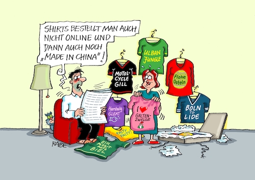 Cartoon: Graphologisches (medium) by RABE tagged verbraucher,verbraucherschutz,verbraucherschutzberatung,onlinehändler,amazon,bestellservice,rabe,ralf,böhme,cartoon,karikatur,pressezeichnung,farbcartoon,tagescartoon,shirt,klamotten,beschrifung,china,made,rücksendung,kostenerstattung,verbraucher,verbraucherschutz,verbraucherschutzberatung,onlinehändler,amazon,bestellservice,rabe,ralf,böhme,cartoon,karikatur,pressezeichnung,farbcartoon,tagescartoon,shirt,klamotten,beschrifung,china,made,rücksendung,kostenerstattung