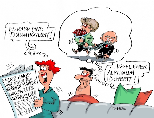 Cartoon: Harry und Meghan (medium) by RABE tagged grüne,jamaika,sondierungsgespräche,regierungsbildung,amtshandlung,rabe,ralf,böhme,cartoon,karikatur,pressezeichnung,farbcartoon,tagescartoon,sondierung,endergebnis,groko,bundespräsident,steinmeier,spd,marin,schulz,merkel,kanzlerin,mitgliederbefragung,prinz,harry,meghan,markle,traumhochzeot,alpztaumhochzeit,heirat,grüne,jamaika,sondierungsgespräche,regierungsbildung,amtshandlung,rabe,ralf,böhme,cartoon,karikatur,pressezeichnung,farbcartoon,tagescartoon,sondierung,endergebnis,groko,bundespräsident,steinmeier,spd,marin,schulz,merkel,kanzlerin,mitgliederbefragung,prinz,harry,meghan,markle,traumhochzeot,alpztaumhochzeit,heirat