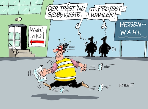 Cartoon: Hessische Gelbweste (medium) by RABE tagged faeser,innenministerin,hessen,landtagswahl,rabe,ralf,böhme,cartoon,karikatur,pressezeichnung,farbcartoon,tagescartoon,wahlkampf,schlauchboot,umfragetief,briefkasten,postkasten,briefwähler,nichtwähler,gelbweste,protestwähler,wahllokal,faeser,innenministerin,hessen,landtagswahl,rabe,ralf,böhme,cartoon,karikatur,pressezeichnung,farbcartoon,tagescartoon,wahlkampf,schlauchboot,umfragetief,briefkasten,postkasten,briefwähler,nichtwähler,gelbweste,protestwähler,wahllokal