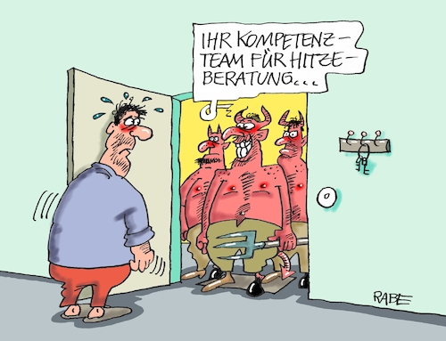 Cartoon: Hitzeteam (medium) by RABE tagged klimawandel,umwelt,umweltministerin,schulze,sp,klimapreis,heizung,auto,rabe,ralf,böhme,cartoon,karikatur,pressezeichnung,farbcartoon,tagescartoon,brücke,bettler,verkehr,klimaprämie,friday,for,future,hitzewelle,extremhitze,sommerhitze,hölle,teufel,satan,beratungsteam,kompetenzteam,dreizack,klimawandel,umwelt,umweltministerin,schulze,sp,klimapreis,heizung,auto,rabe,ralf,böhme,cartoon,karikatur,pressezeichnung,farbcartoon,tagescartoon,brücke,bettler,verkehr,klimaprämie,friday,for,future,hitzewelle,extremhitze,sommerhitze,hölle,teufel,satan,beratungsteam,kompetenzteam,dreizack