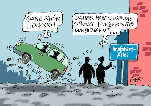 Cartoon: Holperpiste (medium) by RABE tagged corona,bildung,bildungsminister,kanzleramt,bildungskonferenz,lehrerkonferenz,laptop,ausstatung,digitalisierung,bildungsmonitor,internetzugan,wlan,aufwachen,impfstoff,impfstart,impfstoffbestellung,impfdosen,spahn,eu,zulassung,fallzahlen,rki,shutdown,lockdown,radius,piste,straße,allee,holperpiste,geholper,impfstartallee,auto,pkw,corona,bildung,bildungsminister,kanzleramt,bildungskonferenz,lehrerkonferenz,laptop,ausstatung,digitalisierung,bildungsmonitor,internetzugan,wlan,aufwachen,impfstoff,impfstart,impfstoffbestellung,impfdosen,spahn,eu,zulassung,fallzahlen,rki,shutdown,lockdown,radius,piste,straße,allee,holperpiste,geholper,impfstartallee,auto,pkw