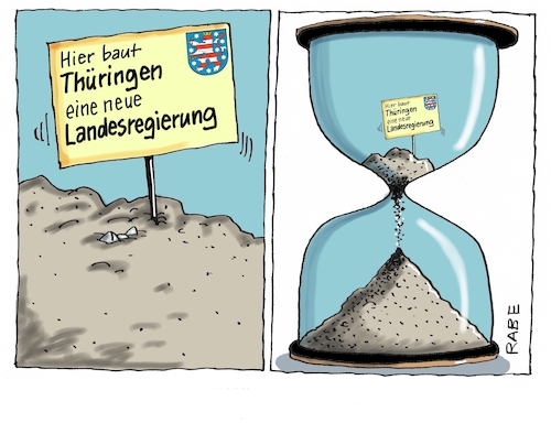 Cartoon: Im Sande verlaufen (medium) by RABE tagged landtagswahlen,wahlergebnisse,sachsen,brandenburg,groko,spd,cdu,rabe,ralf,böhme,cartoon,karikatur,pressezeichnung,farbcartoon,tagescartoon,arzt,doktor,csu,afd,verluste,rechte,populismus,thüringen,erfurt,bodo,ramelow,linke,mike,mohring,höcke,baustelle,sanduhr,landtagswahlen,wahlergebnisse,sachsen,brandenburg,groko,spd,cdu,rabe,ralf,böhme,cartoon,karikatur,pressezeichnung,farbcartoon,tagescartoon,arzt,doktor,csu,afd,verluste,rechte,populismus,thüringen,erfurt,bodo,ramelow,linke,mike,mohring,höcke,baustelle,sanduhr