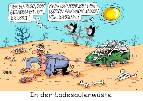 Cartoon: In der Wissingwüste (medium) by RABE tagged hitze,dürre,klima,klimawandel,wetterextreme,trockenheit,rabe,ralf,böhme,cartoon,karikatur,pressezeichnung,farbcartoon,tagescartoon,sommer,extremwetter,elektroautos,ladesäule,elektroladesäule,ausbau,bundesverkehrsminister,volker,wissing,fdp,autofahrer,wüste,sand,geier,hitze,dürre,klima,klimawandel,wetterextreme,trockenheit,rabe,ralf,böhme,cartoon,karikatur,pressezeichnung,farbcartoon,tagescartoon,sommer,extremwetter,elektroautos,ladesäule,elektroladesäule,ausbau,bundesverkehrsminister,volker,wissing,fdp,autofahrer,wüste,sand,geier