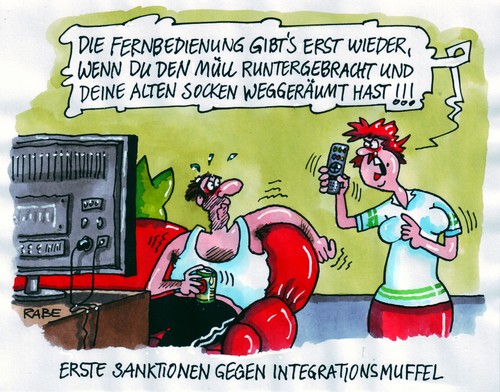 Cartoon: Integration (medium) by RABE tagged intergrationsmuffel