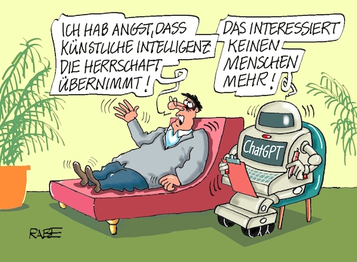 Cartoon: Intelligenztest (medium) by RABE tagged chatgpt,intelligenz,roboter,ki,volker,wissing,fdp,rabe,ralf,böhme,cartoon,karikatur,pressezeichnung,farbcartoon,tagescartoon,habeck,jena,digitalgipfel,eu,verordnung,digitales,weltherrschaft,herrschaft,ängste,mensch,menschen,couch,sessel,psychiater,seelenklempner,chatgpt,intelligenz,roboter,ki,volker,wissing,fdp,rabe,ralf,böhme,cartoon,karikatur,pressezeichnung,farbcartoon,tagescartoon,habeck,jena,digitalgipfel,eu,verordnung,digitales,weltherrschaft,herrschaft,ängste,mensch,menschen,couch,sessel,psychiater,seelenklempner