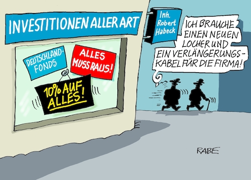 Cartoon: Investitionen (medium) by RABE tagged ampel,ampelregierung,rot,grün,gelb,fdp,spd,grüne,rabe,ralf,böhme,cartoon,karikatur,pressezeichnung,farbcartoon,tagescartoon,inflation,einkommen,rente,rentenpaket,bruch,streit,neuwahlen,deutschlandfonds,fonds,habeck,lindner,investitionen,investitionsfonds,schaufenster,schlussverkauf,ampel,ampelregierung,rot,grün,gelb,fdp,spd,grüne,rabe,ralf,böhme,cartoon,karikatur,pressezeichnung,farbcartoon,tagescartoon,inflation,einkommen,rente,rentenpaket,bruch,streit,neuwahlen,deutschlandfonds,fonds,habeck,lindner,investitionen,investitionsfonds,schaufenster,schlussverkauf