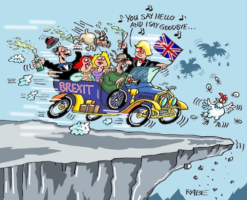 Cartoon: Johnsonmobil (medium) by RABE tagged brexit,eu,insel,may,britten,austritt,rabe,ralf,böhme,cartoon,karikatur,pressezeichnung,farbcartoon,tagescartoon,bauhaus,baukasten,bauklötzer,plan,referendum,februar,irre,irrsinn,boris,johnson,wahl,premierminister,abgrund,oldtimer,oldies,beatles,hello,goodbye,brexit,eu,insel,may,britten,austritt,rabe,ralf,böhme,cartoon,karikatur,pressezeichnung,farbcartoon,tagescartoon,bauhaus,baukasten,bauklötzer,plan,referendum,februar,irre,irrsinn,boris,johnson,wahl,premierminister,abgrund,oldtimer,oldies,beatles,hello,goodbye