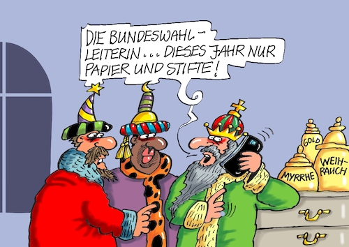 Cartoon: Kein Gold (medium) by RABE tagged ampel,ampelregierung,rot,grün,gelb,fdp,spd,grüne,rabe,ralf,böhme,cartoon,karikatur,pressezeichnung,farbcartoon,tagescartoon,inflation,einkommen,rente,rentenpaket,bruch,streit,neuwahlen,vertrauensfrage,scholz,merz,papier,stifte,bundestagswahl,bibel,heilige,drei,könige,wahlkampf,myrrhe,gold,weihrauch,baltasar,ampel,ampelregierung,rot,grün,gelb,fdp,spd,grüne,rabe,ralf,böhme,cartoon,karikatur,pressezeichnung,farbcartoon,tagescartoon,inflation,einkommen,rente,rentenpaket,bruch,streit,neuwahlen,vertrauensfrage,scholz,merz,papier,stifte,bundestagswahl,bibel,heilige,drei,könige,wahlkampf,myrrhe,gold,weihrauch,baltasar