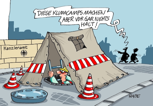 Cartoon: Klimacamps (medium) by RABE tagged klimawandel,umwelt,umweltministerin,schulze,sp,klimapreis,heizung,auto,rabe,ralf,böhme,cartoon,karikatur,pressezeichnung,farbcartoon,tagescartoon,brücke,bettler,verkehr,klimaprämie,friday,for,future,klimaschützer,klimacamps,berlin,kanzleramt,klimawandel,umwelt,umweltministerin,schulze,sp,klimapreis,heizung,auto,rabe,ralf,böhme,cartoon,karikatur,pressezeichnung,farbcartoon,tagescartoon,brücke,bettler,verkehr,klimaprämie,friday,for,future,klimaschützer,klimacamps,berlin,kanzleramt