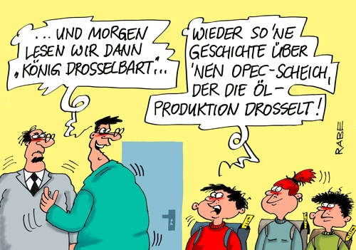 Cartoon: König Drosselbart (medium) by RABE tagged könig,drosselbart,märchen,scheich,ölscheich,opec,opecscheich,opecländer,erdöl,erölförderung,tankstellen,benzinpreise,autofahrer,sprittpreis,rabe,ralf,böhme,cartoon,karikatur,pressezeichnung,farbcartoon,tagescartoon,schule,schüler,lehrer,lesen,märchenstunde,könig,drosselbart,märchen,scheich,ölscheich,opec,opecscheich,opecländer,erdöl,erölförderung,tankstellen,benzinpreise,autofahrer,sprittpreis,rabe,ralf,böhme,cartoon,karikatur,pressezeichnung,farbcartoon,tagescartoon,schule,schüler,lehrer,lesen,märchenstunde