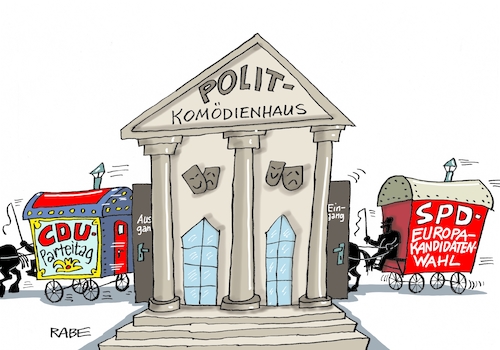 Cartoon: Komödienhaus (medium) by RABE tagged akk,spahn,merz,schäuble,altmaier,merkel,parteispitze,cdu,parteitag,rabe,ralf,böhme,cartoon,karikatur,pressezeichnung,farbcartoon,tagescartoon,zentrale,dammbruch,spitzenkandidat,folgen,kanzlerin,hamburg,komödie,komödienhaus,komödienspieler,europawahl,spd,barley,justizministerin,europawahlkandidatin,parteitage,akk,spahn,merz,schäuble,altmaier,merkel,parteispitze,cdu,parteitag,rabe,ralf,böhme,cartoon,karikatur,pressezeichnung,farbcartoon,tagescartoon,zentrale,dammbruch,spitzenkandidat,folgen,kanzlerin,hamburg,komödie,komödienhaus,komödienspieler,europawahl,spd,barley,justizministerin,europawahlkandidatin,parteitage