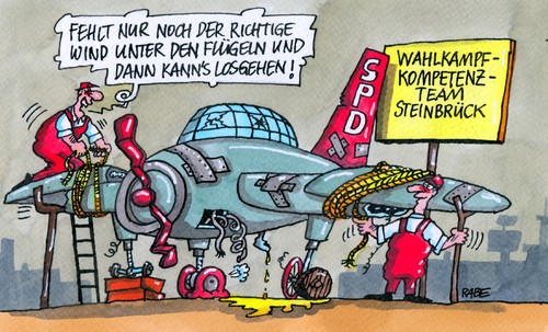 Cartoon: Kompetenzteam (medium) by RABE tagged peer,steinbrück,kpmpetenzteam,wahlkampfteam,bundestagswahl,kanzlerkandidat,kompetenz,kompetenzteam,spd,rabe,ralf,böhme,cartoon,karikatur,pressezeichnung,farbcartoon,flugzeug,flugplatz,bruchlandung,flügel,tragflächen,propeller,peer,steinbrück,kpmpetenzteam,wahlkampfteam,bundestagswahl,kanzlerkandidat,kompetenz,kompetenzteam,spd,rabe,ralf,böhme,cartoon,karikatur,pressezeichnung,farbcartoon,flugzeug,flugplatz,bruchlandung,flügel,tragflächen,propeller