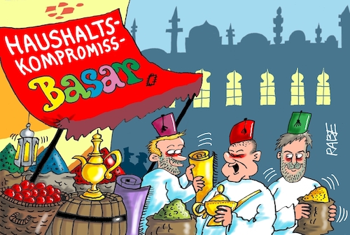 Cartoon: Kompromissbasar (medium) by RABE tagged ampelregierung,scholz,spd,grüne,fdp,lindner,kinder,kindergrundsicherung,rabe,ralf,böhme,cartoon,karikatur,pressezeichnung,farbcartoon,tagescartoon,hausmeister,ohren,zähne,basar,haushalt,haushaltskompromiss,schuldenbremse,habeck,krämer,händler,feilscher,ampelregierung,scholz,spd,grüne,fdp,lindner,kinder,kindergrundsicherung,rabe,ralf,böhme,cartoon,karikatur,pressezeichnung,farbcartoon,tagescartoon,hausmeister,ohren,zähne,basar,haushalt,haushaltskompromiss,schuldenbremse,habeck,krämer,händler,feilscher