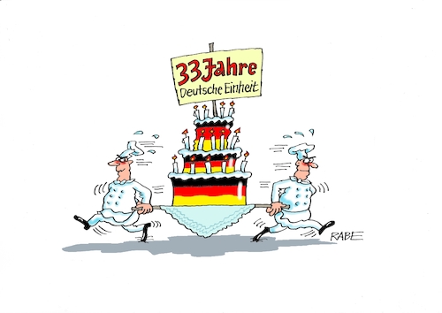 Cartoon: Lecker Torte (medium) by RABE tagged einheitsfeier,einheitsfeiertag,deutschland,ost,west,vereinigung,ossi,wessi,feiertag,festveranstaltung,festredner,einheitsvertrag,mauerfall,ddr,westdeutschland,rabe,ralf,böhme,cartoon,karikatur,pressezeichnung,farbcartoon,tagescartoon,konditor,köche,torte,kerzen,geburtstagstorte,einheitsfeier,einheitsfeiertag,deutschland,ost,west,vereinigung,ossi,wessi,feiertag,festveranstaltung,festredner,einheitsvertrag,mauerfall,ddr,westdeutschland,rabe,ralf,böhme,cartoon,karikatur,pressezeichnung,farbcartoon,tagescartoon,konditor,köche,torte,kerzen,geburtstagstorte