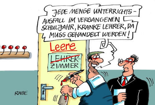 Cartoon: Leere Zimmer (medium) by RABE tagged lehrermangel,lehrerzimmer,leher,stundenausfall,karnkheit,schulschließung,schüler,klassenzimmer,schulhalbjahr,zeugnisse,rabe,ralf,böhme,cartoon,karikatur,pressezeichnung,farbcartoon,tagescartoon,hausmeister,pinsel,farbe,bildungsministerium,leher,lehrerzimmer,lehrermangel,stundenausfall,karnkheit,schulschließung,schüler,klassenzimmer,schulhalbjahr,zeugnisse,rabe,ralf,böhme,cartoon,karikatur,pressezeichnung,farbcartoon,tagescartoon,hausmeister,pinsel,farbe,bildungsministerium