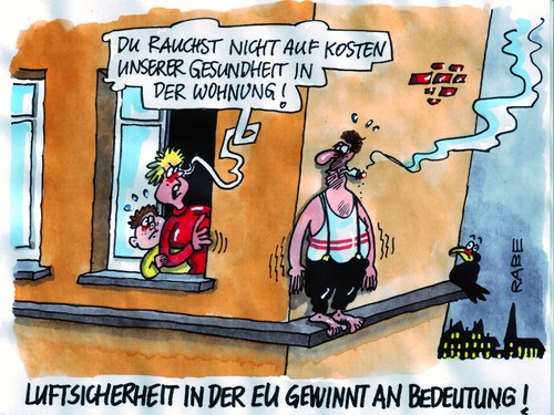 Cartoon: Luftsicherheit (medium) by RABE tagged luftsicherheit,eu,raucher,umwelt,luftverschmutzung,flugsicherheit,euro,zigaretten,nichtraucher,mann,frau,haus,lebensmüde,wohnung,gesundheit,nikotin,nichtraucherschutz,klimawandel,erde,klimaschutz,luftsicherheit,eu,raucher,umwelt,luftverschmutzung,flugsicherheit,zigaretten,lebensmüde,wohnung,gesundheit,nikotin,nichtraucherschutz,klimawandel,klimaschutz