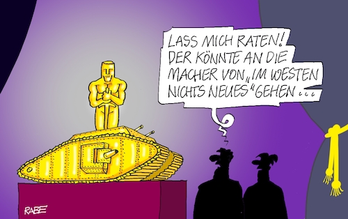 Cartoon: Macher (medium) by RABE tagged oscar,oscarverleihung,oscarnominierung,hollywood,los,angeles,rabe,ralf,böhme,cartoon,karikatur,pressezeichnung,farbcartoon,tagescartoon,dolby,theatre,film,remarc,im,westen,nichts,neues,krieg,antikriegsfilm,oscar,oscarverleihung,oscarnominierung,hollywood,los,angeles,rabe,ralf,böhme,cartoon,karikatur,pressezeichnung,farbcartoon,tagescartoon,dolby,theatre,film,remarc,im,westen,nichts,neues,krieg,antikriegsfilm