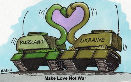 Cartoon: Make Love Not war (medium) by RABE tagged ukraine,kiew,moskau,russland,putin,kreml,kremlchef,sotschi,kaserne,krim,schwarzmeerflotte,soldaten,armee,kosaken,merkel,obama,eu,brüssel,sanktionen,wirtschaftssanktionen,rabe,ralf,böhme,cartoon,karikatur,pressezeichnung,farbcartoon,panzer,kettenfahrzeug,panzerfahrzeug,kanone,kanonenrohr,geschoss,herz,love,liebe,krieg,war,hippies,peace,lennon,yoko,ono,ukraine,kiew,moskau,russland,putin,kreml,kremlchef,sotschi,kaserne,krim,schwarzmeerflotte,soldaten,armee,kosaken,merkel,obama,eu,brüssel,sanktionen,wirtschaftssanktionen,rabe,ralf,böhme,cartoon,karikatur,pressezeichnung,farbcartoon,panzer,kettenfahrzeug,panzerfahrzeug,kanone,kanonenrohr,geschoss,herz,love,liebe,krieg,war,hippies,peace,lennon,yoko,ono