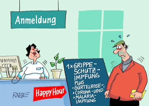 Cartoon: Malariaimpfung (medium) by RABE tagged merz,union,kanzler,fritze,koalition,spd,klingbeil,bundesregierung,rabe,ralf,böhme,cartoon,karikatur,pressezeichnung,farbcartoon,tagescartoon,trump,putin,krisen,tv,nachrichten,waschmaschine,grippe,grippeschutzimpfung,malaria,gürtelrose,arztpraxis,wartebereich,impfung,schutz,happyhour,happy,hour,merz,union,kanzler,fritze,koalition,spd,klingbeil,bundesregierung,rabe,ralf,böhme,cartoon,karikatur,pressezeichnung,farbcartoon,tagescartoon,trump,putin,krisen,tv,nachrichten,waschmaschine,grippe,grippeschutzimpfung,malaria,gürtelrose,arztpraxis,wartebereich,impfung,schutz,happyhour,happy,hour