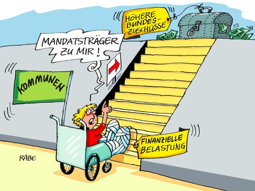 Cartoon: Mandatsträger (medium) by RABE tagged mandatsträger,bundesregierung,finanzminister,schäuble,bundeshaushalt,kommunen,gemeinde,städte,belastung,bundeszuschüsse,haushaltskassen,euro,ausgaben,rabe,ralf,böhme,cartoon,karikatur,pressezeichnung,farbcartoon,tagescartoon,treppe,schatztruhe,rollstuhl,behindertenunfreundlich,träger,mandatsträger,bundesregierung,finanzminister,schäuble,bundeshaushalt,kommunen,gemeinde,städte,belastung,bundeszuschüsse,haushaltskassen,euro,ausgaben,rabe,ralf,böhme,cartoon,karikatur,pressezeichnung,farbcartoon,tagescartoon,treppe,schatztruhe,rollstuhl,behindertenunfreundlich,träger