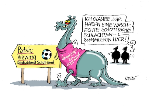 Cartoon: Nessi kommt (medium) by RABE tagged fußball,fussball,bundesliga,meistertitel,fußballer,bayern,münchen,bayer,leverkusen,rabe,ralf,böhme,cartoon,karikatur,pressezeichnung,frabcartoon,tagescartoon,schild,meister,schuß,ecke,eckball,sport,public,viewing,schlachtenbummler,schottland,nessi,seeungheuer,fußball,fussball,bundesliga,meistertitel,fußballer,bayern,münchen,bayer,leverkusen,rabe,ralf,böhme,cartoon,karikatur,pressezeichnung,frabcartoon,tagescartoon,schild,meister,schuß,ecke,eckball,sport,public,viewing,schlachtenbummler,schottland,nessi,seeungheuer