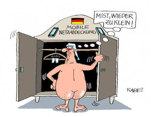 Cartoon: Netzabdeckung Flächendeckend (medium) by RABE tagged klimawandel,umwelt,umweltministerin,schulze,sp,klimapreis,heizung,auto,rabe,ralf,böhme,cartoon,karikatur,pressezeichnung,farbcartoon,tagescartoon,brücke,bettler,verkehr,klimaprämie,friday,for,future,netz,netzabdeckung,mobil,mobilfunk,handys,smartphone,deutschland,schlusslichter,eu,europa,kleiderschrank,schlüpfer,slip,kleiderbügel,michel,handynutzung,nackt,nackedei,klimawandel,umwelt,umweltministerin,schulze,sp,klimapreis,heizung,auto,rabe,ralf,böhme,cartoon,karikatur,pressezeichnung,farbcartoon,tagescartoon,brücke,bettler,verkehr,klimaprämie,friday,for,future,netz,netzabdeckung,mobil,mobilfunk,handys,smartphone,deutschland,schlusslichter,eu,europa,kleiderschrank,schlüpfer,slip,kleiderbügel,michel,handynutzung,nackt,nackedei