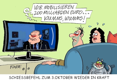 Cartoon: Neuer Schießbefehl (medium) by RABE tagged gas,gassparen,gasnotstand,gasgeben,sanktionen,gasspeicher,gasheizung,rabe,ralf,böhme,cartoon,karikatur,pressezeichnung,farbcartoon,tagescartoon,robert,habeck,putin,ukrainekrieg,energiepreisdeckel,gaspreisbremse,milliarden,tv,ansprache,entlastungspaket,feiertag,oktober,deutsche,einheit,schießbefehl,grenze,zonengrenze,gas,gassparen,gasnotstand,gasgeben,sanktionen,gasspeicher,gasheizung,rabe,ralf,böhme,cartoon,karikatur,pressezeichnung,farbcartoon,tagescartoon,robert,habeck,putin,ukrainekrieg,energiepreisdeckel,gaspreisbremse,milliarden,tv,ansprache,entlastungspaket,feiertag,oktober,deutsche,einheit,schießbefehl,grenze,zonengrenze