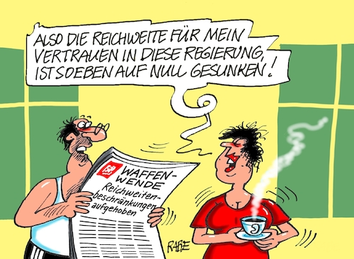 Cartoon: Nochmal Reichweite (medium) by RABE tagged merz,groko,spd,union,posten,postenvergabe,rabe,ralf,böhme,cartoon,karikatur,pressezeichnung,farbcartoon,tagescartoon,schaufenster,deko,umbau,laden,ladenhüter,regierungsbildung,waffenwende,reichweite,reichweitenbeschränkung,aufhebung,taurus,waffenlieferung,ukraine,ukrainekrieg,diplomatie,vertrauen,merz,groko,spd,union,posten,postenvergabe,rabe,ralf,böhme,cartoon,karikatur,pressezeichnung,farbcartoon,tagescartoon,schaufenster,deko,umbau,laden,ladenhüter,regierungsbildung,waffenwende,reichweite,reichweitenbeschränkung,aufhebung,taurus,waffenlieferung,ukraine,ukrainekrieg,diplomatie,vertrauen