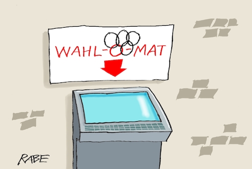 Cartoon: Olympiareif (medium) by RABE tagged landtagswahl,thüringen,septemper,cdu,afd,mario,voigt,bernd,höcke,tv,duell,fernsehduell,rabe,ralf,böhme,cartoon,karikatur,pressezeichnung,farbcartoon,tagescartoon,wahl,mat,wahlomat,test,stimmabgabe,olympiade,sommerspiele,landtagswahl,thüringen,septemper,cdu,afd,mario,voigt,bernd,höcke,tv,duell,fernsehduell,rabe,ralf,böhme,cartoon,karikatur,pressezeichnung,farbcartoon,tagescartoon,wahl,mat,wahlomat,test,stimmabgabe,olympiade,sommerspiele