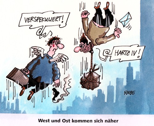 Cartoon: Ost-Westverhältnis (medium) by RABE tagged zone,euro,eurozone,stabilität,leben,ddr,ostzone,zonenrandgebiet,grenze,mauer,stacheldraht,grenzposten,schiessbefehl,stasi,sed,opposition,mauerfall,volk,west,ost,osten,westen,altbundesländer,sachsen,thüringen,einheit,oktober,tag,der,deutschen,kanzlerin,merkel,spekulanten,banker,zocker,hartzvier,absturz,aufstieg,lebensmüde,selbstmörder,suizied,zone,euro,eurozone,stabilität,leben,ddr,ostzone,zonenrandgebiet,grenze,mauer,stacheldraht,grenzposten,schiessbefehl,stasi,sed,opposition,mauerfall,volk,west,ost,osten,westen,altbundesländer,sachsen,thüringen,einheit,oktober,tag,der,deutschen,kanzlerin,merkel,spekulanten,banker,zocker,hartzvier,absturz,aufstieg,lebensmüde,selbstmörder,suizied